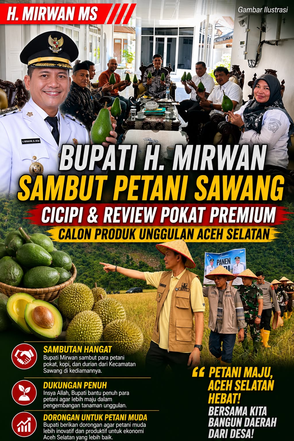 Bupati H.Mirwan Sambut Petani Sawang Dan Cicipi & Review Pokat Premium