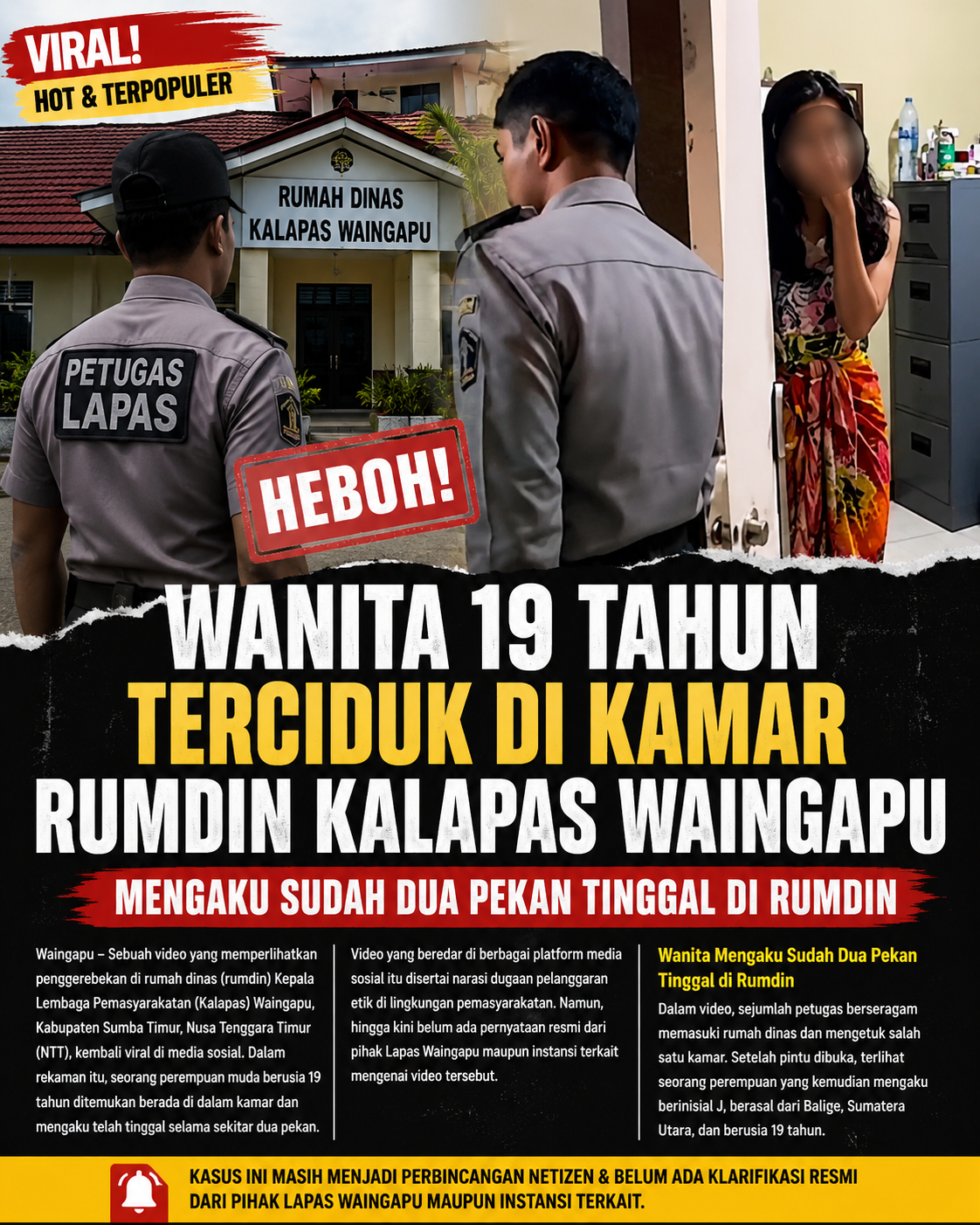 Perempuan 19 Tahun Mengaku Tinggal Dua Pekan di Rumdin Kalapas Waingapu, Video Lama Kembali Viral
