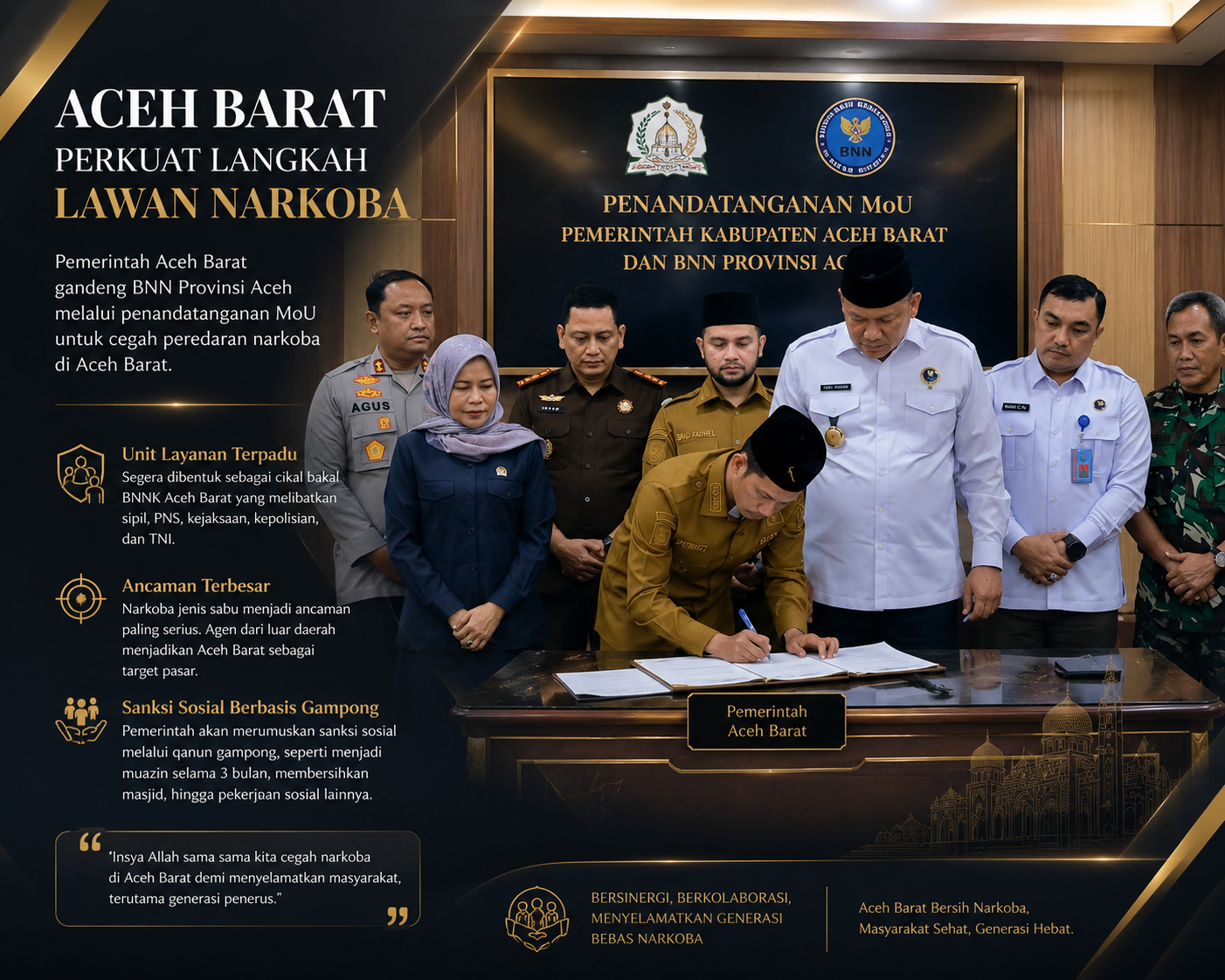 Aceh Barat Bergerak Lawan Narkoba, Gandeng BNN hingga Siapkan Sanksi Sosial Berbasis Gampong