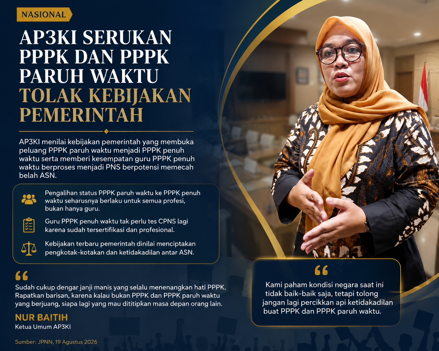 AP3KI Serukan PPPK dan PPPK Paruh Waktu Tolak Kebijakan Pemerintah, Soroti Ketidakadilan